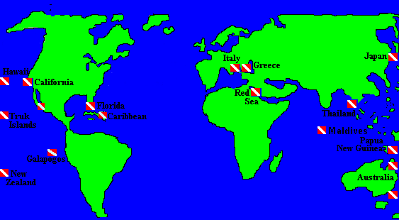 Click a dive flag to visit that geographical area.